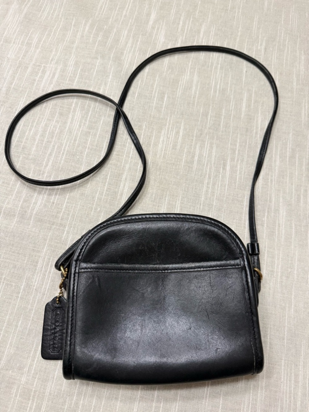 Coach Black Leather Small Crossbody with Front Slip Pocket
